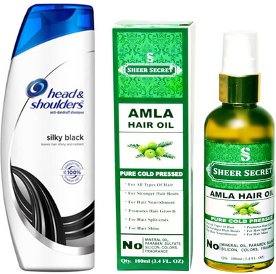 SHEER SECRET AMLA OIL 100ML (PURE COLD PRESSED) and HEAD & SHOULDERS 360 ML SILKY BLACK SHAMPOO(Set of 2)
SHEER SECRET AMLA OIL 100ML (PURE COLD PRESSED) and HEAD & SHOULDERS 360 ML SILKY BLACK SHAMPOO(Set of 2)