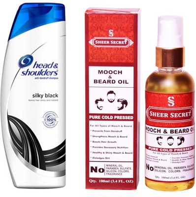 SHEER SECRET MOOCH AND BEARD OIL 100ML (PURE COLD PRESSED) and HEAD & SHOULDERS 180 ML SILKY BLACK SHAMPOO(Set of 2)
SHEER SECRET MOOCH AND BEARD OIL 100ML (PURE COLD PRESSED) and HEAD & SHOULDERS 180 ML SILKY BLACK SHAMPOO(Set of 2)
