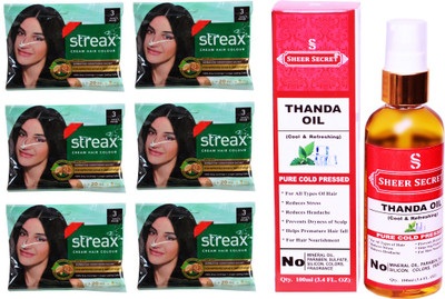 SHEER SECRET THANDA OIL 100 ML (PURE COLDPRESSED) and STREAX COLOUR 6 SACHET DARK BROWN NO. 3(Set of 2)
SHEER SECRET THANDA OIL 100 ML (PURE COLDPRESSED) and STREAX COLOUR 6 SACHET DARK BROWN NO. 3(Set of 2)