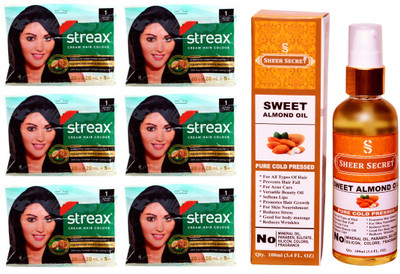 SHEER SECRET SWEET ALMOND OIL 100 ML (PURE COLDPRESSED) and COLOUR 6 NATURAL BLACK SACHET NO. 1(Set of 7)
SHEER SECRET SWEET ALMOND OIL 100 ML (PURE COLDPRESSED) and COLOUR 6 NATURAL BLACK SACHET NO. 1(Set of 7)