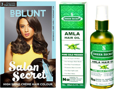 SHEER SECRET AMLA HAIR OIL 100 ML (PURE COLDPRESSED) and HAIR COLOUR CHOCOLATE DARK BROWN NO. 3(Set of 2)
SHEER SECRET AMLA HAIR OIL 100 ML (PURE COLDPRESSED) and HAIR COLOUR CHOCOLATE DARK BROWN NO. 3(Set of 2)