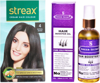 SHEER SECRET HAIR BOOSTER OIL 100 ML (PURE COLDPRESSED) and COLOUR REGULAR NATURAL BROWN NO. 4(Set of 2)
SHEER SECRET HAIR BOOSTER OIL 100 ML (PURE COLDPRESSED) and COLOUR REGULAR NATURAL BROWN NO. 4(Set of 2)