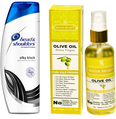 SHEER SECRET OLIVE OIL 100ML (PURE COLD PRESSED) and HEAD & SHOULDERS 180 ML SILKY BLACK SHAMPOO(Set of 2)
SHEER SECRET OLIVE OIL 100ML (PURE COLD PRESSED) and HEAD & SHOULDERS 180 ML SILKY BLACK SHAMPOO(Set of 2)