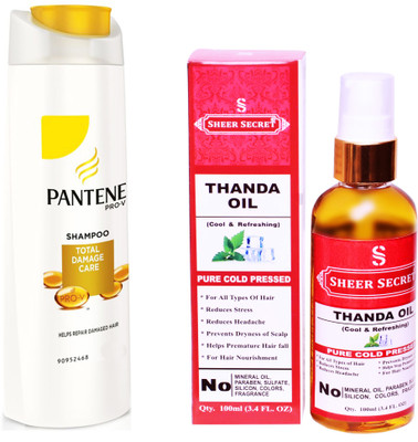 SHEER SECRET THANDA OIL 100ML (PURE COLD PRESSED) and PANTENE TOTAL DAMAGE CARE SHAMPOO 340 ML(Set of 2)
SHEER SECRET THANDA OIL 100ML (PURE COLD PRESSED) and PANTENE TOTAL DAMAGE CARE SHAMPOO 340 ML(Set of 2)