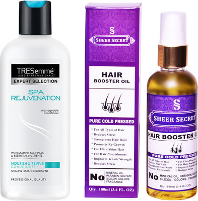 SHEER SECRET HAIR BOOSTER OIL 100ML (PURE COLD PRESSED) and TRESEMME 190 ML SPA REJUVENATION CONDITIONER(Set of 2)
SHEER SECRET HAIR BOOSTER OIL 100ML (PURE COLD PRESSED) and TRESEMME 190 ML SPA REJUVENATION CONDITIONER(Set of 2)