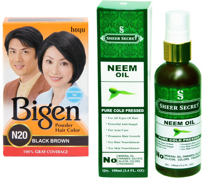 SHEER SECRET NEEM OIL 100 ML (PURE COLDPRESSED) and HAIR COLOUR BLACK BROWN N20(Set of 2)
SHEER SECRET NEEM OIL 100 ML (PURE COLDPRESSED) and HAIR COLOUR BLACK BROWN N20(Set of 2)