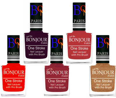 Bonjour Paris Stylish Nail Polish Set of 5 Pcs 01-02-03-12-39 Orange-Plum-Maroon-Red-Coper(Pack of 5)
Bonjour Paris Stylish Nail Polish Set of 5 Pcs 01-02-03-12-39 Orange-Plum-Maroon-Red-Coper(Pack of 5)