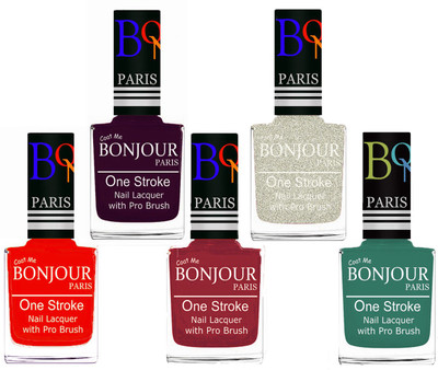 Bonjour Paris Stylish Nail Polish Set of 5 Pcs 01-02-03-38-42 Orange-Plum-Maroon-Glitter White-Sky Blue(Pack of 5)
Bonjour Paris Stylish Nail Polish Set of 5 Pcs 01-02-03-38-42 Orange-Plum-Maroon-Glitter White-Sky Blue(Pack of 5)