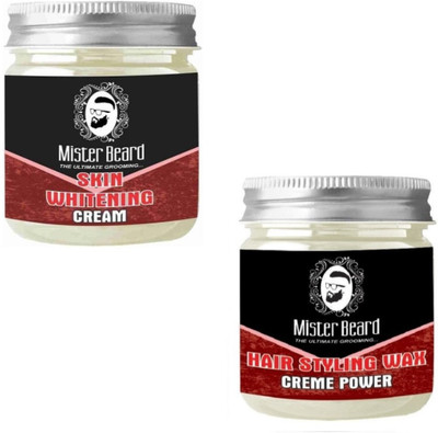 MISTER BEARD Skin Whitening Cream 100gm WITH Hair Styling Wax 100gm(Set of 2)