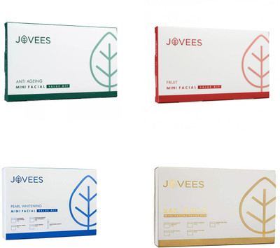 Jovees 24k Gold, Fruit, Anti Ageing, & Pearl Whitening, Mini Facial Value Kit.(Four Flavour) 249 g(Set of 4)
Jovees 24k Gold, Fruit, Anti Ageing, & Pearl Whitening, Mini Facial Value Kit.(Four Flavour) 249 g(Set of 4)
