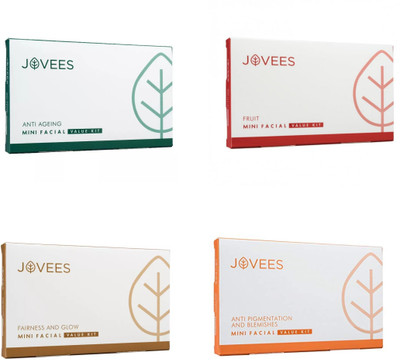 Jovees Anti pigmentation and blemishes, Fruit, Anti Ageing & Fairness and Glow Mini Facial Value Kit. (Four flavour) 252 g(Set of 4)
Jovees Anti pigmentation and blemishes, Fruit, Anti Ageing & Fairness and Glow Mini Facial Value Kit. (Four flavour) 252 g(Set of 4)