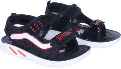 FEETWELL Boys Velcro Sports Sandals(Black