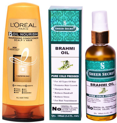 SHEER SECRET BRAHMI OIL 100 ML (PURE COLDPRESSED) and LOREAL CONDITIONER OIL NOURISH 175ML(Set of 2)
SHEER SECRET BRAHMI OIL 100 ML (PURE COLDPRESSED) and LOREAL CONDITIONER OIL NOURISH 175ML(Set of 2)