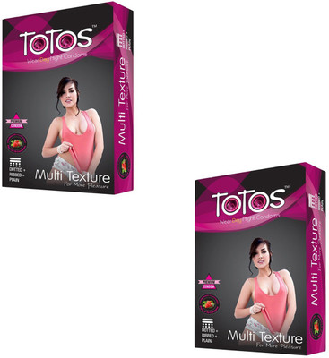 totos STRAWBERRY dotted MULTI TEXTURE WITH DOTTED CONDOM FOR MEN Condom Condom(Set of 2, 2S)