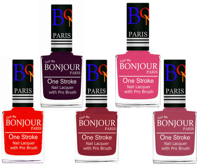 Bonjour Paris Stylish Nail Polish Set of 5 Pcs 01-02-03-10-11 Orange,Plum,Maroon,Peach,Mauve(Pack of 5)
Bonjour Paris Stylish Nail Polish Set of 5 Pcs 01-02-03-10-11 Orange,Plum,Maroon,Peach,Mauve(Pack of 5)