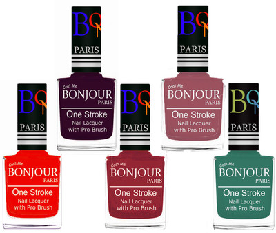 Bonjour Paris Stylish Nail Polish Set of 5 Pcs 01-02-03-05-42 Orange,Plum,Maroon,Nude,Sky Blue(Pack of 5)
Bonjour Paris Stylish Nail Polish Set of 5 Pcs 01-02-03-05-42 Orange,Plum,Maroon,Nude,Sky Blue(Pack of 5)