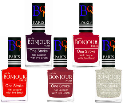 Bonjour Paris Stylish Nail Polish Set of 5 Pcs 01-02-03-04-38 Orange,Plum,Maroon,Pink,Glitter White(Pack of 5)
Bonjour Paris Stylish Nail Polish Set of 5 Pcs 01-02-03-04-38 Orange,Plum,Maroon,Pink,Glitter White(Pack of 5)