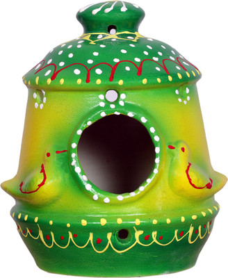 PAXIDAYA Crafts Clay Bird House Bird House(Hanging, Tree Mounting, Free Standing)
