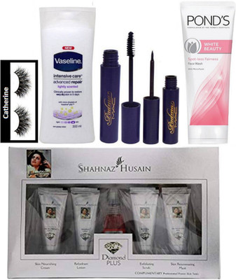 catherine eyelashes, Mac padma eyeliner and mascara, vaseline intensive care advanced repair body lotion, ponds white beauty spot-less face wash, shahnaz husain diamond facial kit(Set of 6)
catherine eyelashes, Mac padma eyeliner and mascara, vaseline intensive care advanced repair body lotion, ponds white beauty spot-less face wash, shahnaz husain diamond facial kit(Set of 6)