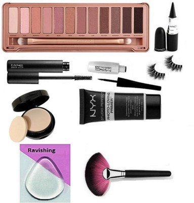 ravishing Silicon puff, Eyelashes, Naked 2 Eye shadow 12 shade palette, with makeup brush , Mac eyeliner & mascara & kajal & compact NYX studio primer(Set of 9)
ravishing Silicon puff, Eyelashes, Naked 2 Eye shadow 12 shade palette, with makeup brush , Mac eyeliner & mascara & kajal & compact NYX studio primer(Set of 9)