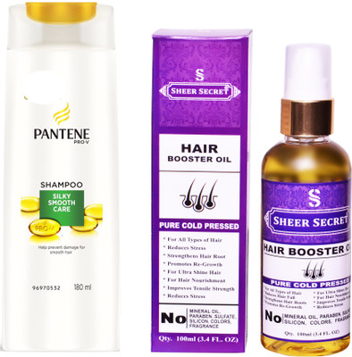 SHEER SECRET HAIR BOOSTER OIL 100ML (PURE COLD PRESSED) and PANTENE 180 ML SILKY SMOOTH CARE SHAMPOO(Set of 2)
SHEER SECRET HAIR BOOSTER OIL 100ML (PURE COLD PRESSED) and PANTENE 180 ML SILKY SMOOTH CARE SHAMPOO(Set of 2)