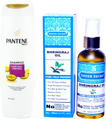 SHEER SECRET BHRINGRAJ OIL 100ML (PURE COLD PRESSED) and PANTENE HAIR FALL CONTROL SHAMPOO 340 ML(Set of 2)
SHEER SECRET BHRINGRAJ OIL 100ML (PURE COLD PRESSED) and PANTENE HAIR FALL CONTROL SHAMPOO 340 ML(Set of 2)