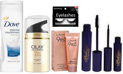 ravishing Eyelashes, Mac Padma Eyeliner & Mascara, Olay Total Effects 7 in 1 Anti Ageing Cream, Dove Essential Nourishment Body Lotion, Mousse(Set of 6)
ravishing Eyelashes, Mac Padma Eyeliner & Mascara, Olay Total Effects 7 in 1 Anti Ageing Cream, Dove Essential Nourishment Body Lotion, Mousse(Set of 6)