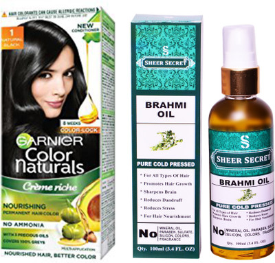 SHEER SECRET BRAHMI OIL 100 ML (PURE COLDPRESSED) and GARNIER HAIR COLOUR BOX NATURAL BLACK NO. 1(Set of 2)
SHEER SECRET BRAHMI OIL 100 ML (PURE COLDPRESSED) and GARNIER HAIR COLOUR BOX NATURAL BLACK NO. 1(Set of 2)