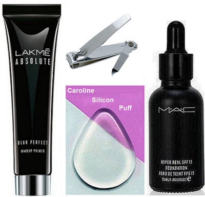 caroline Silicon Puff, Hyper Real Foundation, Lakme Absolute Blue Perfect Makeup Primer & Nail Cutter(Set of 4)
caroline Silicon Puff, Hyper Real Foundation, Lakme Absolute Blue Perfect Makeup Primer & Nail Cutter(Set of 4)