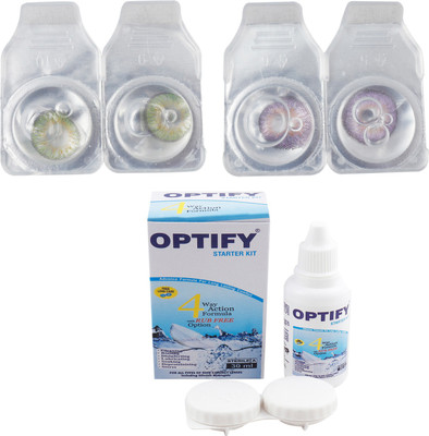 Optify Combo Pack Monthly Color Contact Lens (Zero Power, Green-Voilet, Pack of 2) Monthly Contact Lens(1, Green-Voilet, Pack of 2)