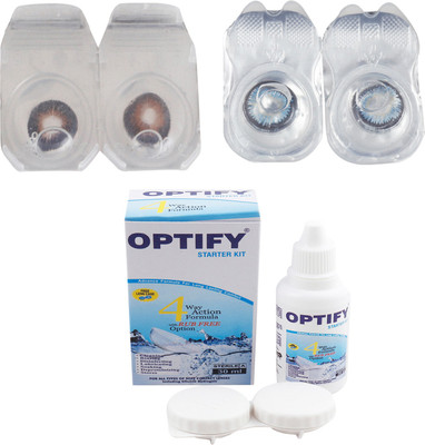 Optify Combo Pack Monthly Color Contact Lens (Zero Power, Brown-Sky Blue, Pack of 2) Monthly Contact Lens(1, Brown-Sky Blue, Pack of 2)