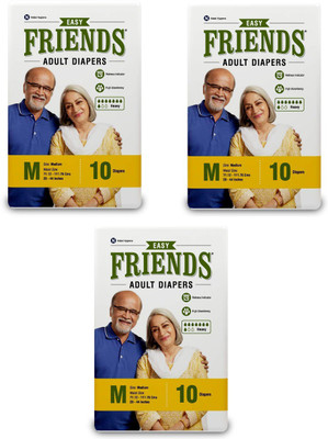 Friends Easy Adult Diapers Medium Size- 28-44 inches, 10 pcs/Pack, (Pack of 3) Adult Diapers - M(30 Pieces)
Friends Easy Adult Diapers Medium Size- 28-44 inches, 10 pcs/Pack, (Pack of 3) Adult Diapers - M(30 Pieces)