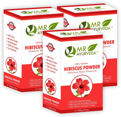 MR Ayurveda 100% Organic Hibiscus Powder, Complete Hair Care - Pack of 3(300 g)