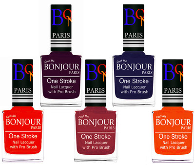 Bonjour Paris Stylish Nail Polish Set of 5 Pcs 01-02-03-29-46 Orange-Plum-Maroon-Blue-Neon Orange(Pack of 5)
Bonjour Paris Stylish Nail Polish Set of 5 Pcs 01-02-03-29-46 Orange-Plum-Maroon-Blue-Neon Orange(Pack of 5)
