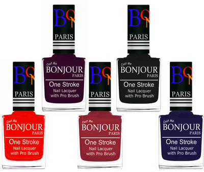 Bonjour Paris Stylish Nail Polish Set of 5 Pcs 01-02-03-18-29 Orange,Plum,Maroon,Black,Blue(Pack of 5)
Bonjour Paris Stylish Nail Polish Set of 5 Pcs 01-02-03-18-29 Orange,Plum,Maroon,Black,Blue(Pack of 5)