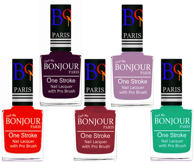Bonjour Paris Stylish Nail Polish Set of 5 Pcs 01-02-03-28-44 Orange-Plum-Maroon-Light Purple-Pink,Green(Pack of 5)
Bonjour Paris Stylish Nail Polish Set of 5 Pcs 01-02-03-28-44 Orange-Plum-Maroon-Light Purple-Pink,Green(Pack of 5)