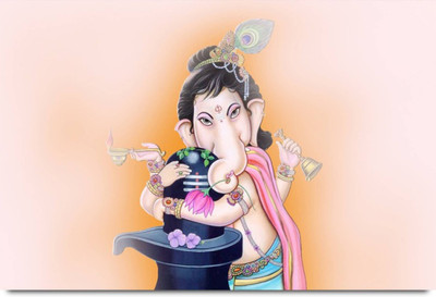 Aabhaas Ganesha Wall Poster Fine Art Print(12 inch X 18 inch, Rolled)