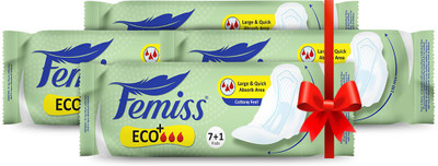 Femiss Cottony Feel Day Sanitary Pad - ECO Plus Regular,Pack Of 4 (Each -8 Pads) Sanitary Pad(Pack of 4)
Femiss Cottony Feel Day Sanitary Pad - ECO Plus Regular,Pack Of 4 (Each -8 Pads) Sanitary Pad(Pack of 4)