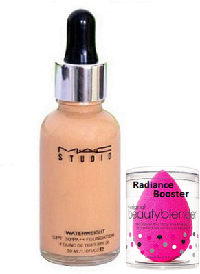 radiance booster Sponge Puff & Mac Studio Water Weight Foundation(Set of 2)
