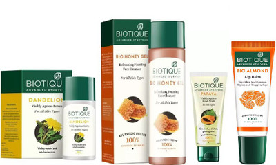 BIOTIQUE BIO Dandelion Ageless Lightening Serum, Honey Gel Refreshing Foaming Face cleanser, papaya face wash , LIP CARE(Set of 4)
BIOTIQUE BIO Dandelion Ageless Lightening Serum, Honey Gel Refreshing Foaming Face cleanser, papaya face wash , LIP CARE(Set of 4)