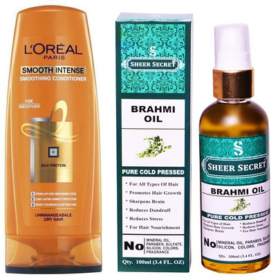 SHEER SECRET BRAHMI OIL 100 ML (PURE COLDPRESSED) and LOREAL CONDITIONER SMOOTH INTENSE 175ML(Set of 2)
SHEER SECRET BRAHMI OIL 100 ML (PURE COLDPRESSED) and LOREAL CONDITIONER SMOOTH INTENSE 175ML(Set of 2)