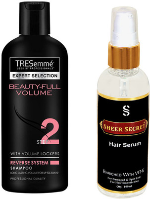 SHEER SECRET HAIR SERUM 100ML and TRESEMME BEAUTY-FULL VOLUME SHAMPOO 190ML(Set of 2)
SHEER SECRET HAIR SERUM 100ML and TRESEMME BEAUTY-FULL VOLUME SHAMPOO 190ML(Set of 2)