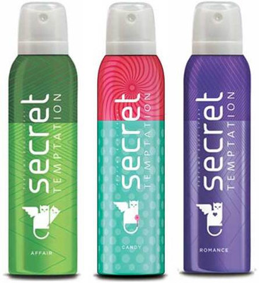 Secret Temptation Affair, Candy and Romance Deodorant Spray - For Women(450 ml, Pack of 3)
Secret Temptation Affair, Candy and Romance Deodorant Spray - For Women(450 ml, Pack of 3)