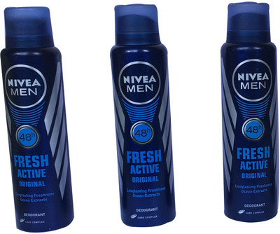Nivea FRESH ACTIVE PACK OF 3 Body Spray - For Women(450 ml, Pack of 3)