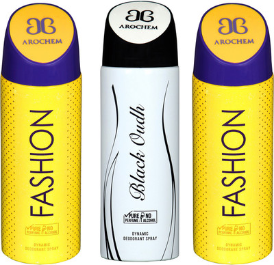 arochem FISHION & BLACK OUDH DYNAMIC DEODORANT SPRAY Body Spray - For Men & Women(600 ml, Pack of 3)
arochem FISHION & BLACK OUDH DYNAMIC DEODORANT SPRAY Body Spray - For Men & Women(600 ml, Pack of 3)