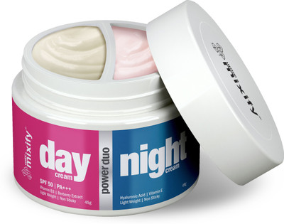 Mixify Unloc Power Duo Day Cream SPF 50 (45g) & Night Cream with Hyaluronic Acid (45g) |Light Weight & Non Sticky - Non Greasy Formula | Paraben Free | Sulphate Free | No Mineral Oil(90 g)
Mixify Unloc Power Duo Day Cream SPF 50 (45g) & Night Cream with Hyaluronic Acid (45g) |Light Weight & Non Sticky - Non Greasy Formula | Paraben Free | Sulphate Free | No Mineral Oil(90 g)