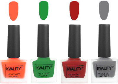 Kwality Velvet Dull Matte Posh Shades Party Girl Range Nail Polish Sets Carrot Orange,Dark Green,Red,Grey(Pack of 4)
Kwality Velvet Dull Matte Posh Shades Party Girl Range Nail Polish Sets Carrot Orange,Dark Green,Red,Grey(Pack of 4)