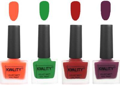 Kwality Velvet Dull Matte Posh Shades Party Girl Range Nail Polish Sets Carrot Orange,Dark Green,Red,Purple(Pack of 4)
Kwality Velvet Dull Matte Posh Shades Party Girl Range Nail Polish Sets Carrot Orange,Dark Green,Red,Purple(Pack of 4)