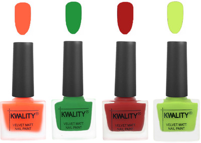 Kwality Velvet Dull Matte Posh Shades Party Girl Range Nail Polish Sets Carrot Orange,Dark Green,Red,Light Lemon Green(Pack of 4)
Kwality Velvet Dull Matte Posh Shades Party Girl Range Nail Polish Sets Carrot Orange,Dark Green,Red,Light Lemon Green(Pack of 4)