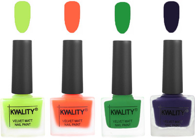 Kwality Velvet Dull Matte Posh Shades Party Girl Range Nail Polish Sets Parrot Green,Carrot Orange,Dark Green,Royal Blue(Pack of 4)
Kwality Velvet Dull Matte Posh Shades Party Girl Range Nail Polish Sets Parrot Green,Carrot Orange,Dark Green,Royal Blue(Pack of 4)